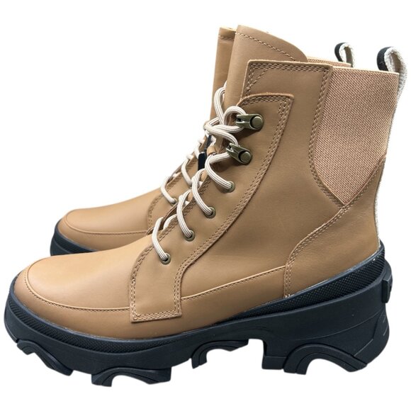 NWT SorelBrex Lug Leather Lace Up Waterproof Brown Boot, Women's 10.5-No Box